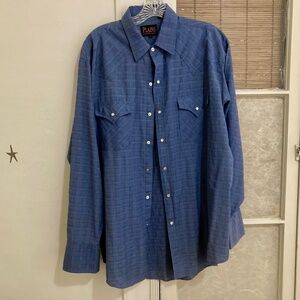 PLAINS VINTAGE Blue Cowboy Shirt EUC